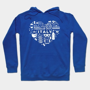 Italian Icons in a Heart Shape // Italy Pride Hoodie